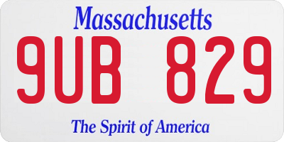 MA license plate 9UB829