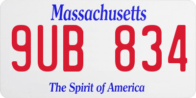 MA license plate 9UB834