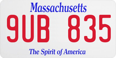 MA license plate 9UB835