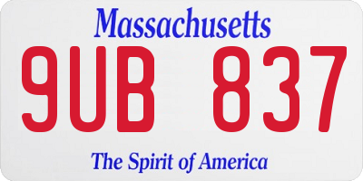 MA license plate 9UB837