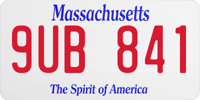 MA license plate 9UB841