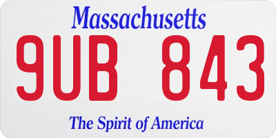MA license plate 9UB843