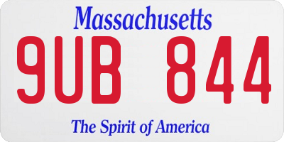 MA license plate 9UB844