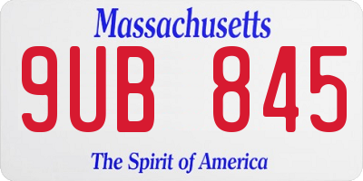 MA license plate 9UB845