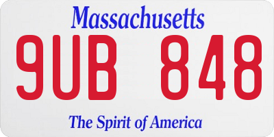 MA license plate 9UB848