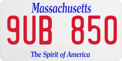 MA license plate 9UB850
