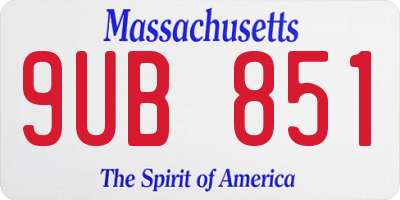 MA license plate 9UB851