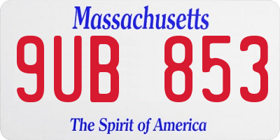 MA license plate 9UB853