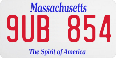 MA license plate 9UB854