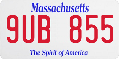 MA license plate 9UB855