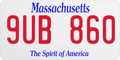 MA license plate 9UB860
