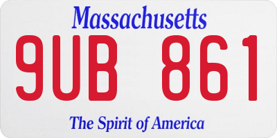 MA license plate 9UB861