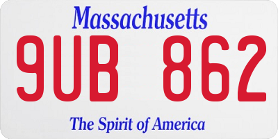 MA license plate 9UB862