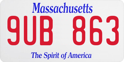 MA license plate 9UB863