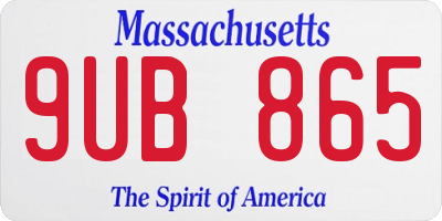 MA license plate 9UB865