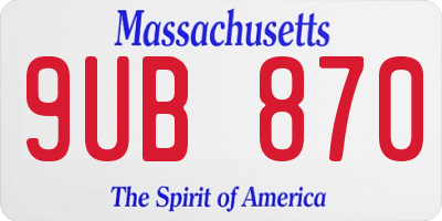MA license plate 9UB870