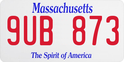 MA license plate 9UB873