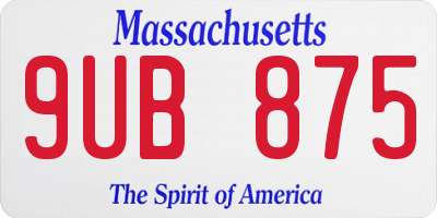 MA license plate 9UB875