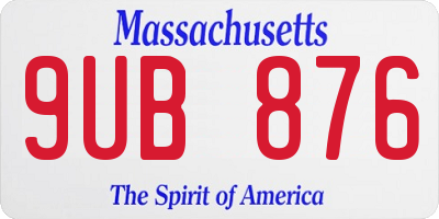 MA license plate 9UB876