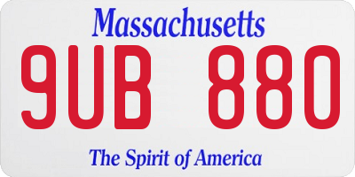 MA license plate 9UB880