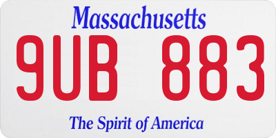 MA license plate 9UB883
