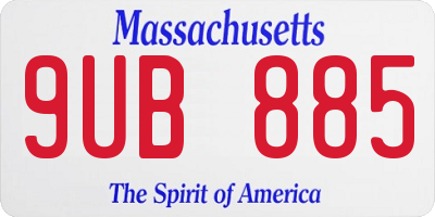 MA license plate 9UB885