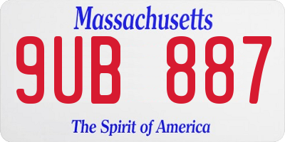 MA license plate 9UB887