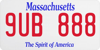 MA license plate 9UB888
