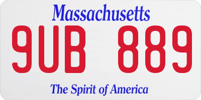 MA license plate 9UB889