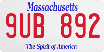 MA license plate 9UB892