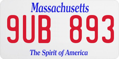 MA license plate 9UB893