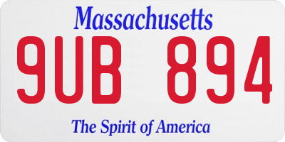 MA license plate 9UB894