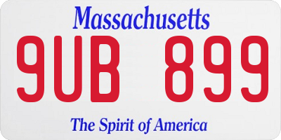 MA license plate 9UB899