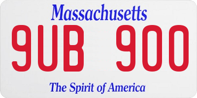 MA license plate 9UB900