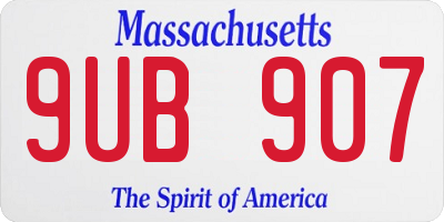 MA license plate 9UB907
