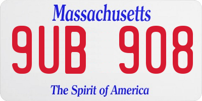 MA license plate 9UB908