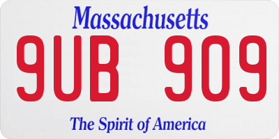 MA license plate 9UB909