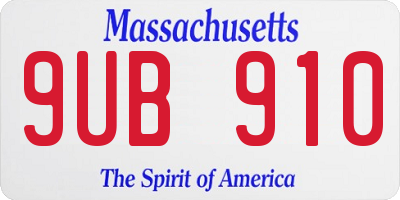 MA license plate 9UB910