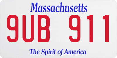 MA license plate 9UB911