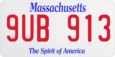 MA license plate 9UB913