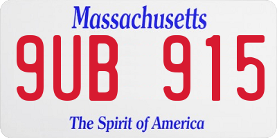 MA license plate 9UB915