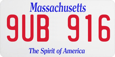 MA license plate 9UB916