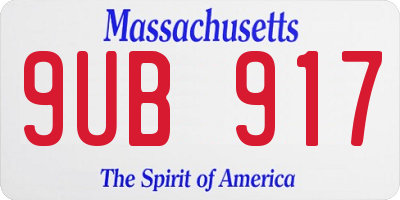 MA license plate 9UB917