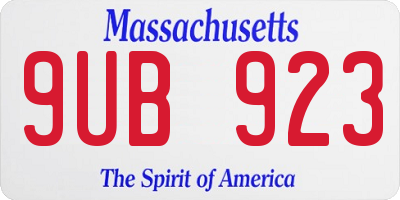 MA license plate 9UB923