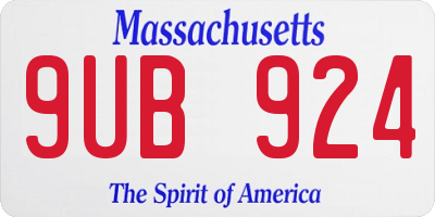 MA license plate 9UB924