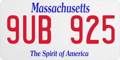 MA license plate 9UB925