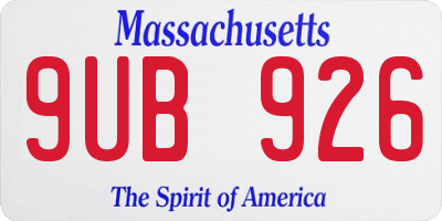 MA license plate 9UB926