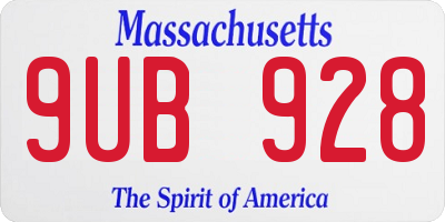 MA license plate 9UB928