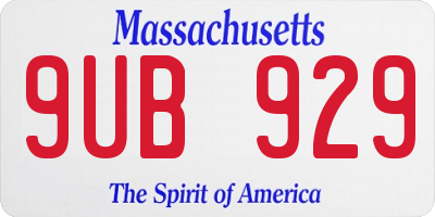 MA license plate 9UB929