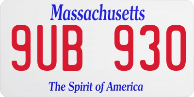 MA license plate 9UB930